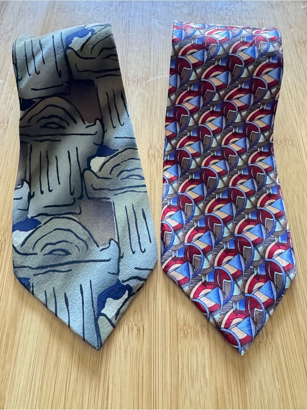 Pair Of J. GARCIA Men’s Neckties-Clockworks & Banyan Trees Collection 14